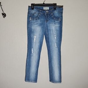 Rewind jeans size 7 ripped hole Distressed denim cut out pants